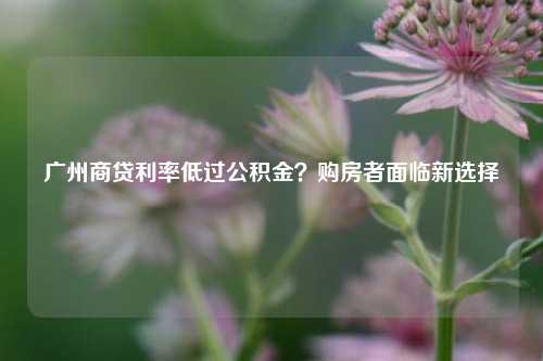 广州商贷利率低过公积金？购房者面临新选择