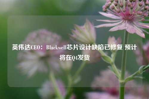 英伟达CEO：Blackwell芯片设计缺陷已修复 预计将在Q4发货