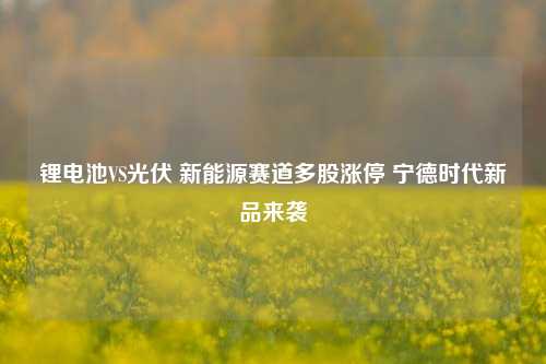 锂电池VS光伏 新能源赛道多股涨停 宁德时代新品来袭