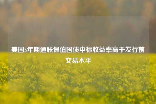 美国5年期通胀保值国债中标收益率高于发行前交易水平