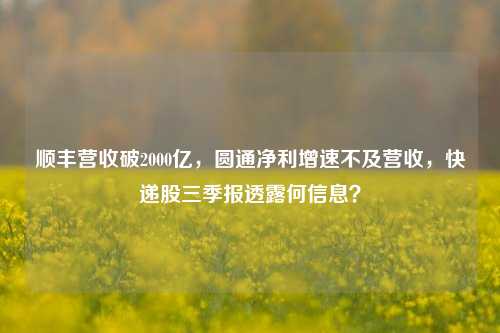 顺丰营收破2000亿，圆通净利增速不及营收，快递股三季报透露何信息？