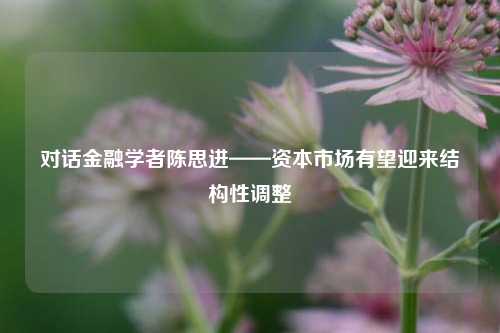 对话金融学者陈思进——资本市场有望迎来结构性调整