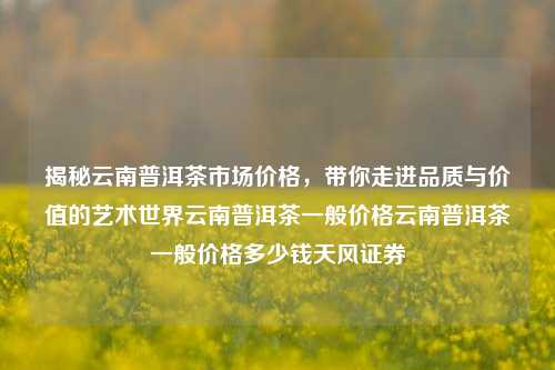 揭秘云南普洱茶市场价格，带你走进品质与价值的艺术世界云南普洱茶一般价格云南普洱茶一般价格多少钱天风证券