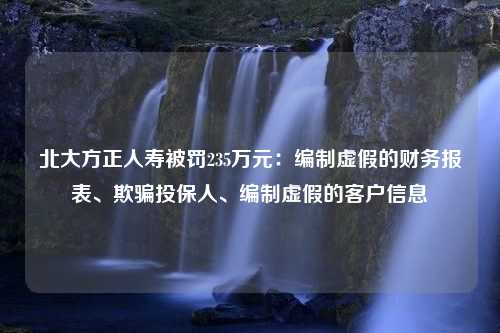 北大方正人寿被罚235万元：编制虚假的财务报表、欺骗投保人、编制虚假的客户信息